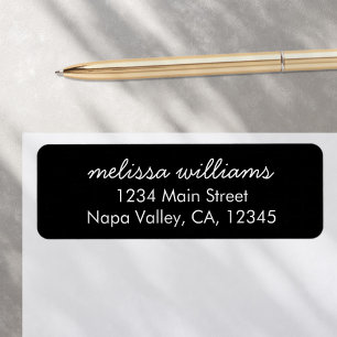 Elegant Black White Minimal Return Address Etiket