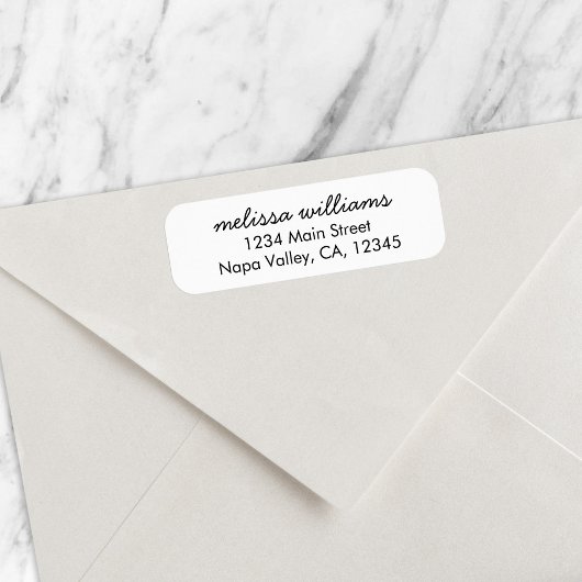 Elegant Black White Minimal Return Address Etiket
