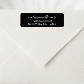 Elegant Black White Minimal Return Address Etiket