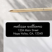 Elegant Black White Minimal Return Address Etiket