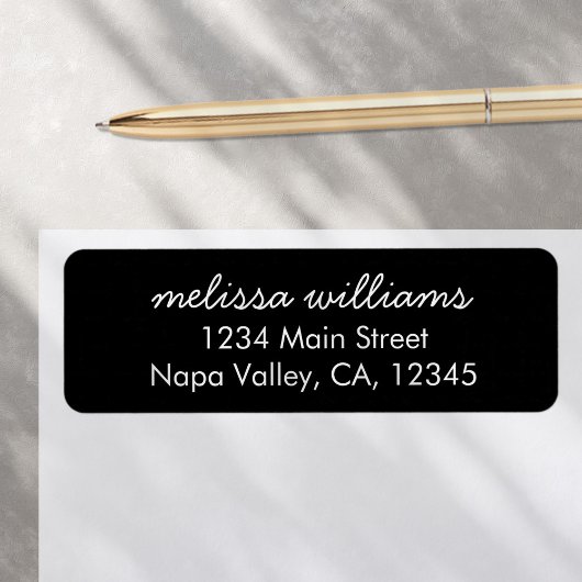 Elegant Black White Minimal Return Address Etiket
