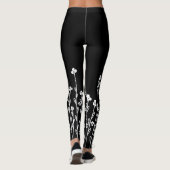 Elegant black white minimalist doodle floral leggings (Achterkant)