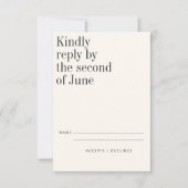 Elegant Black White Minimalist Modern Wedding RSVP Kaartje (Voorkant)