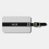Elegant Black White Minimalist Monogram Bagagelabel (Voorkant horizontaal)