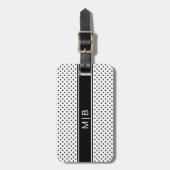 Elegant Black White Minimalist Monogram Bagagelabel (Voorkant verticaal)