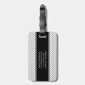 Elegant Black White Minimalist Monogram Bagagelabel (Achterkant verticaal)