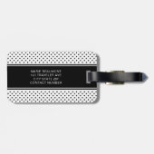 Elegant Black White Minimalist Monogram Bagagelabel (Achterkant horizontaal)