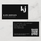 Elegant Black White Minimalist QR Code Monogram Visitekaartje (Voorkant / Achterkant)