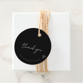 Elegant Black & White Minimalist Weddenschap Bedankjes Labels