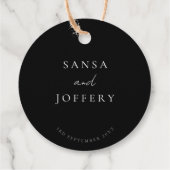 Elegant Black & White Minimalist Weddenschap Bedankjes Labels (Achterkant)