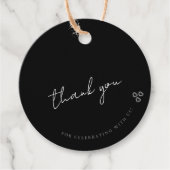 Elegant Black & White Minimalist Weddenschap Bedankjes Labels (Voorkant)