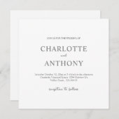 Elegant Black & White Minimalist Weddenschap Kaart (Voorkant / Achterkant)