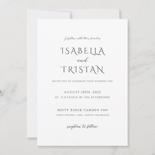 Elegant Black & White Minimalist Weddenschap Kaart (Voorkant)