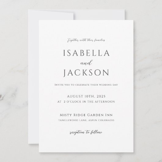 Elegant Black & White Minimalist Weddenschap Kaart (Voorkant)