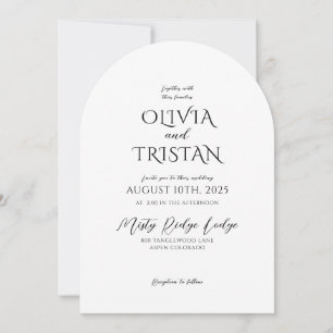 Elegant Black & White Minimalist Weddenschap Kaart