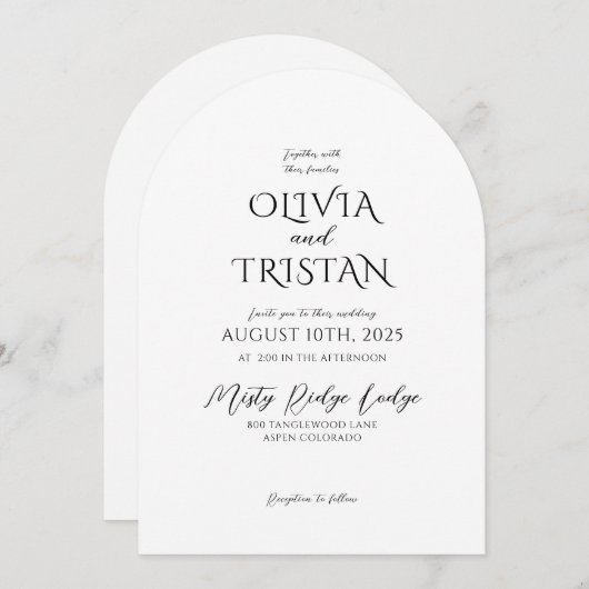 Elegant Black & White Minimalist Weddenschap Kaart (Voorkant / Achterkant)