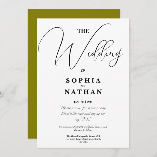 Elegant Black & White Minimalist Weddenschap Kaart (Voorkant / Achterkant)