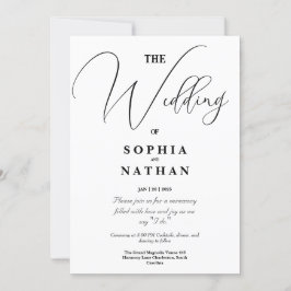 Elegant Black & White Minimalist Weddenschap Kaart