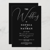 Elegant Black & White Minimalist Weddenschap Kaart (Voorkant / Achterkant)