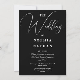 Elegant Black & White Minimalist Weddenschap Kaart