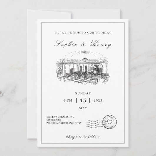 Elegant Black & White Minimalist Weddenschap Kaart (Voorkant)