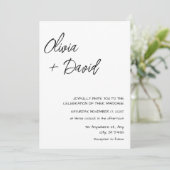 Elegant Black & White Minimalist Weddenschap Kaart (Staand voorkant)