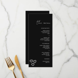 Elegant Black & White Minimalist Weddenschap Menu