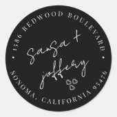 Elegant Black & White Minimalist Weddenschap Ronde Sticker (Voorkant)