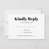 Elegant Black & White Minimalist Weddenschap RSVP Kaartje (Voorkant)