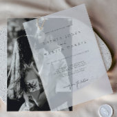 Elegant Black & White Minimalist Weddenschap Vellum Uitnodigingen