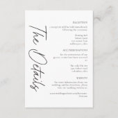 Elegant Black White Minimalist Wedding Informatiekaartje (Voorkant)