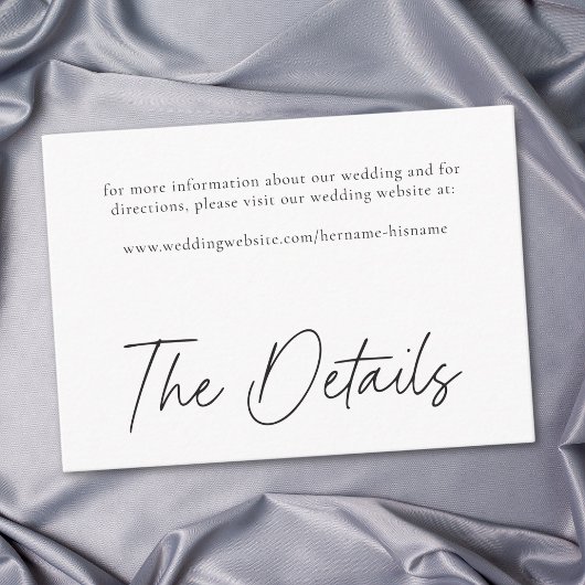 Elegant Black White Minimalist Wedding Informatiekaartje