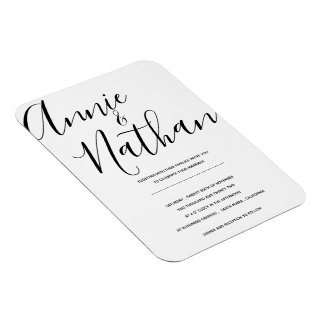 Elegant Black White Minimalist Wedding Invitation Magneet