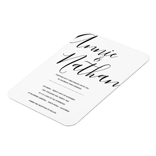 Elegant Black White Minimalist Wedding Invitation Magneet (Linkerzijde)