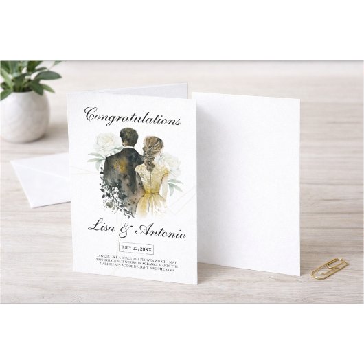 Elegant Black & White Minimalist Wedding Kaart