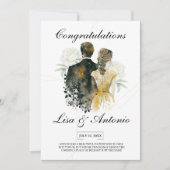 Elegant Black & White Minimalist Wedding Kaart (Voorkant)