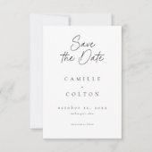 Elegant Black White Minimalist Wedding Photo Save The Date (Voorkant)