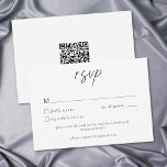 Elegant Black White Minimalist Wedding QR RSVP Kaartje<br><div class="desc">Celebrate your love with this minimalist black and white wedding response card with a QR code design. Featuring an elegant,  simple design,  it's perfect for an elegant autumn ceremony. This earthy,  modern look offers a warm and sophisticated feel for your fall wedding. Created by Simply Farmhouse Press.</div>
