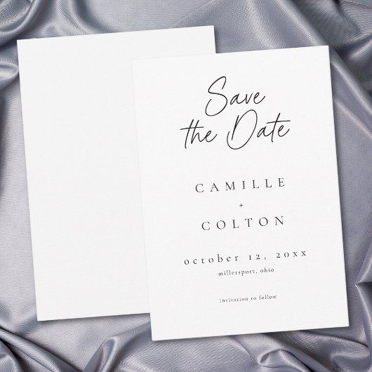 Elegant Black White Minimalist Wedding Save The Date
