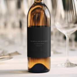 Elegant Black & White Modern Calligraphy Wedding Wijn Etiket