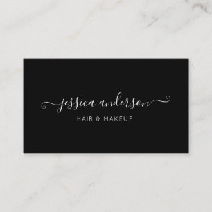Elegant Black White Modern Chic Script Calligraphy Visitekaartje