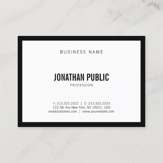 Elegant Black White Modern Minimalistic Trendy Visitekaartje (Achterkant)