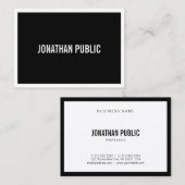 Elegant Black White Modern Minimalistic Trendy Visitekaartje (Voorkant / Achterkant)