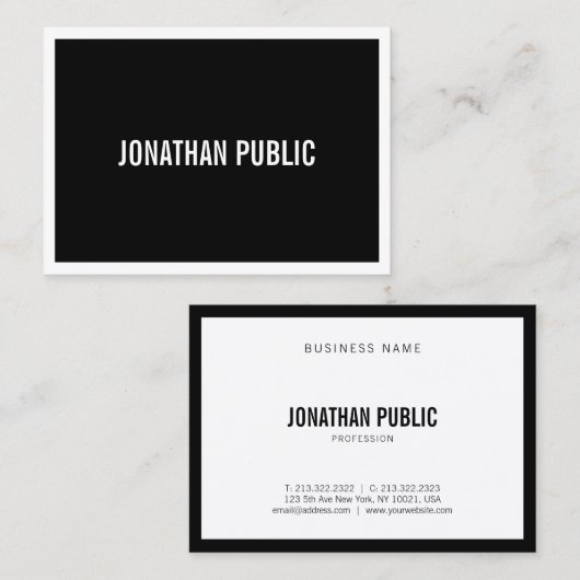 Elegant Black White Modern Minimalistic Trendy Visitekaartje (Voorkant / Achterkant)