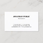 Elegant Black White Modern minimalistische Sjabloo Visitekaartje (Achterkant)