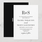 Elegant Black & White Modern Monogram Wedding Kaart (Voorkant / Achterkant)