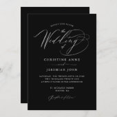 Elegant Black White Modern Script Weddenschap Kaart (Voorkant / Achterkant)