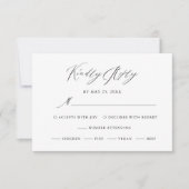 Elegant Black White Modern Script Weddenschap RSVP Kaartje (Voorkant)