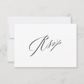 Elegant Black White Modern Script Weddenschap RSVP Kaartje (Achterkant)