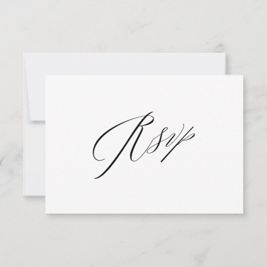 Elegant Black White Modern Script Weddenschap RSVP Kaartje (Achterkant)